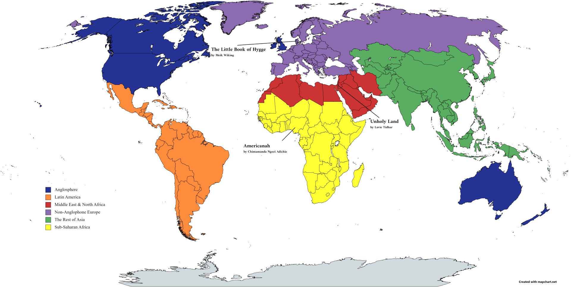 A map of the world colored according to culture regions.